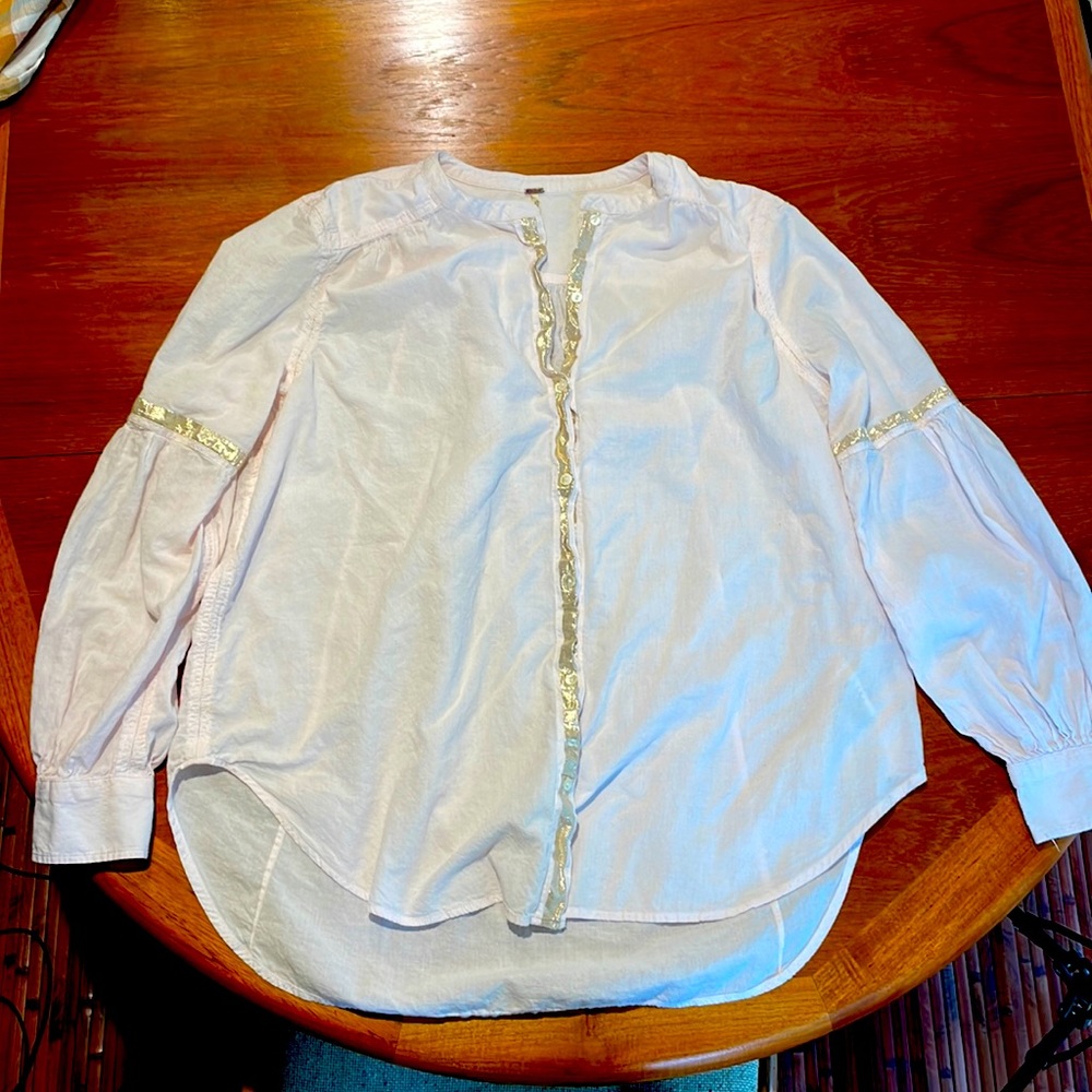 Free People pale pink boho top size Large